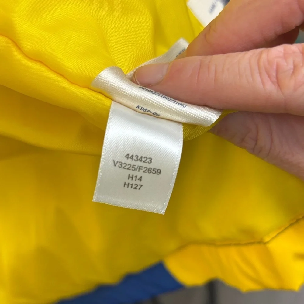 Lands' End Kids’ XL (18-24yo) Navy & Yellow Full Zip, Hooded Jacket